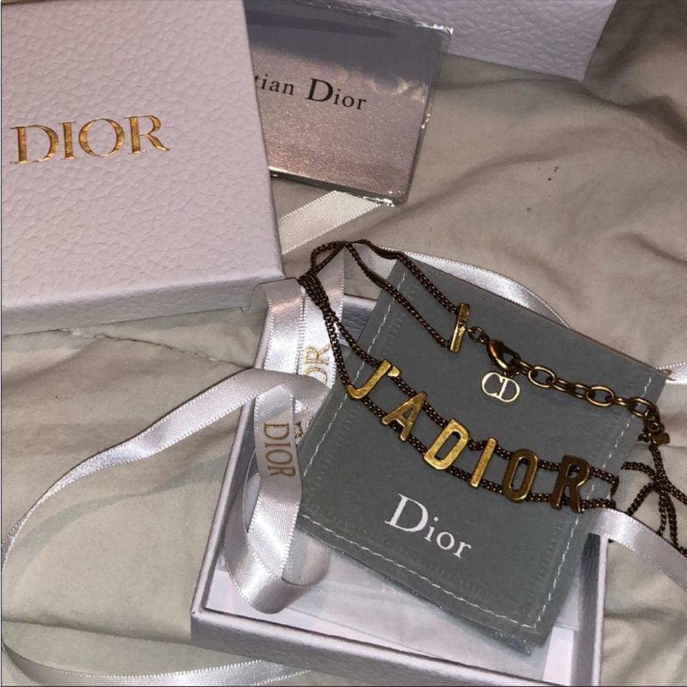 Dior Metal J'Adior Choker Necklace Aged Gold